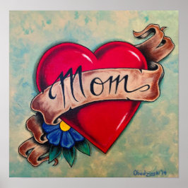 "Mama" Herz Tattoo Art Poster Print