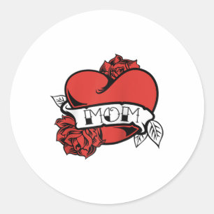 Mama Herz Tattoo Valentinstag Mütter Tag Liebe R Runder Aufkleber