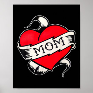 Mama Herz Traditionelle Altschule Tattoo Flash Poster