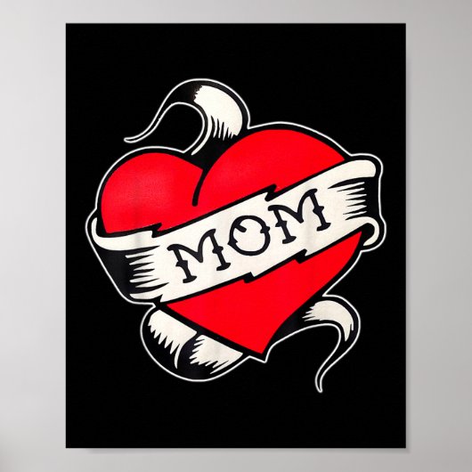 Mama Herz Traditionelle Altschule Tattoo Flash Poster (Vorne)
