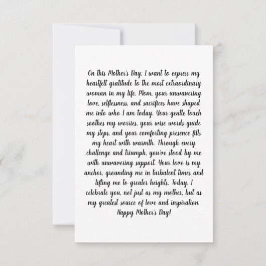 "Mama, Herz unserer Welt" - Grußkarten Dankeskarte (Rückseite)