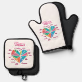 Mama Herzstück Mama Titel Ofenhandschuh & Topflappen-Set (Vorderseite/Rückseite)