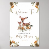 Mama-Hirsche und Baby-Reh-Baby-Dusche Begrüßungsze Poster (Vorne)