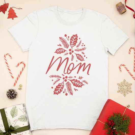 Mama Holly Berry Red Holiday T-Shirt