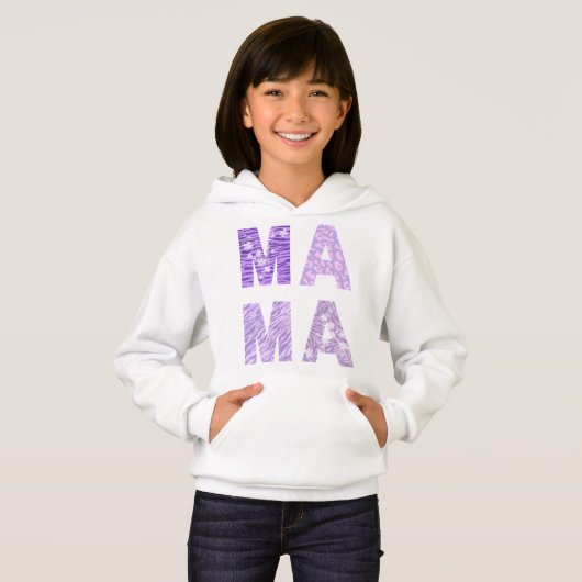 MAMA Hoodie – Purple Pattern Zebra Love (Vorne ganz)