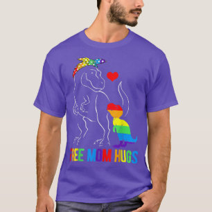 Mama Hugs Dinosaur Re Mamasaurus Ally Rainbow Flag T-Shirt