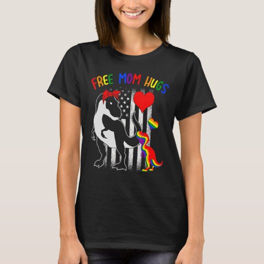 Mama Hugs Mamasaurus Dino Rainbow Rex Ally Lgb T-Shirt (Vorderseite)