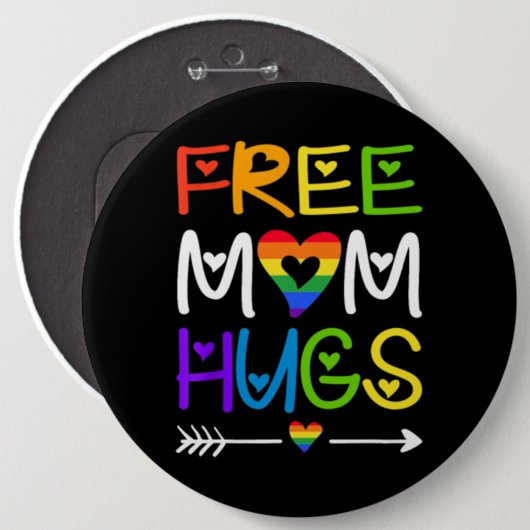 Mama Hugs Rainbow LGBT Pride Button (Vorne & Hinten)