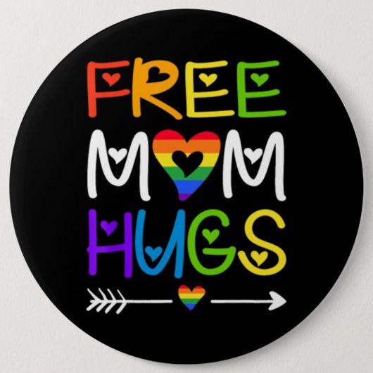 Mama Hugs Rainbow LGBT Pride Button (Vorderseite)