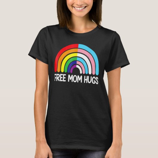Mama Hugs Rainbow Transgender Flag Lgbtq Gay P T-Shirt (Vorderseite)