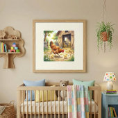 Mama Huhn und Küken Kinderkrippe Poster