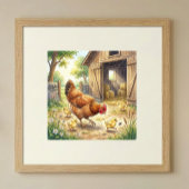 Mama Huhn und Küken Kinderkrippe Poster