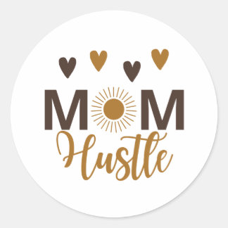 Mama Hustle boho mit Herzen Runder Aufkleber