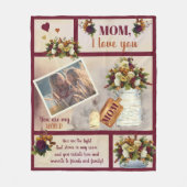 Mama I Liebe Ihr Foto fällt floral | Skripttext Fleecedecke (Vorderseite)