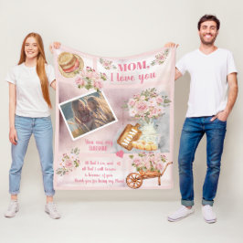 Mama I Liebe Sie Foto Rosa Blume | Skripttext Fleecedecke