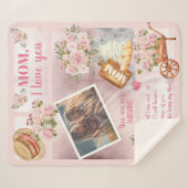 Mama I Liebe Sie Foto Rosa Blume | Skripttext Sherpadecke (Vorderseite (Horizontal))