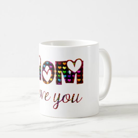 Mama I Liebe Sie Niedlich Herztypografie Kaffeetasse (VorderseiteRechts)