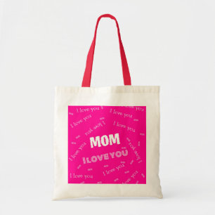 Mama I Liebe You" Tote Bag - Pink Heartfelt Gesche Tragetasche