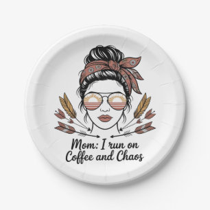 Mama ich laufe auf Kaffee und Chaos Pappteller
