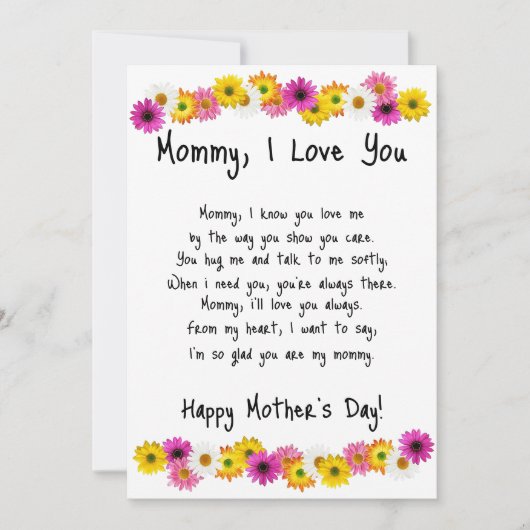 Mama, ich Liebe dich Feiertagskarte (Vorderseite)