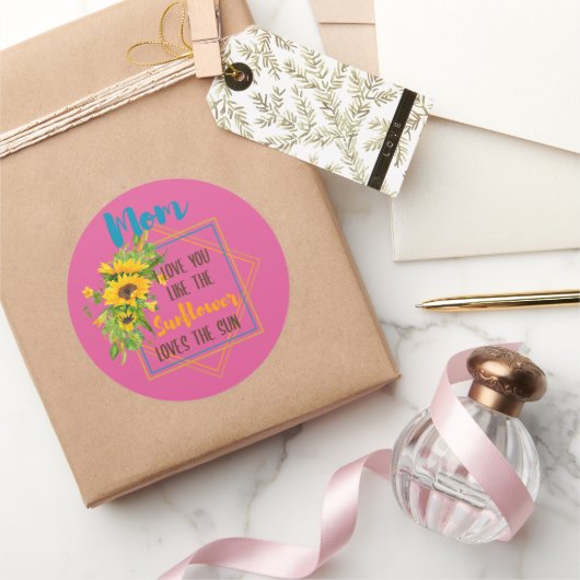 Mama ich Liebe Sie mögen die Sonnenblumen Lieben d Runder Aufkleber (Schenken)