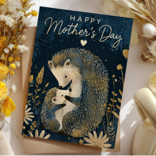 Mama Igel mit ihrem Baby Wald-Muttertag Feiertagskarte