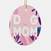 MAMA, Ihr Pup-Foto, Rosa Blume & Blätter Keramik Ornament (Rechts)