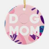 MAMA, Ihr Pup-Foto, Rosa Blume & Blätter Keramik Ornament (Vorne)