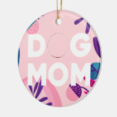 MAMA, Ihr Pup-Foto, Rosa Blume & Blätter Keramik Ornament (Links)