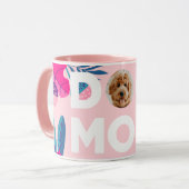 MAMA, Ihr Pup-Foto, Rosa Blume & Blätter Tasse (Vorderseite Links)
