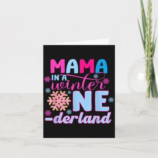 Mama In A Winter Onederland Bday Girl Sweet Snowfl Karte (Vorderseite)