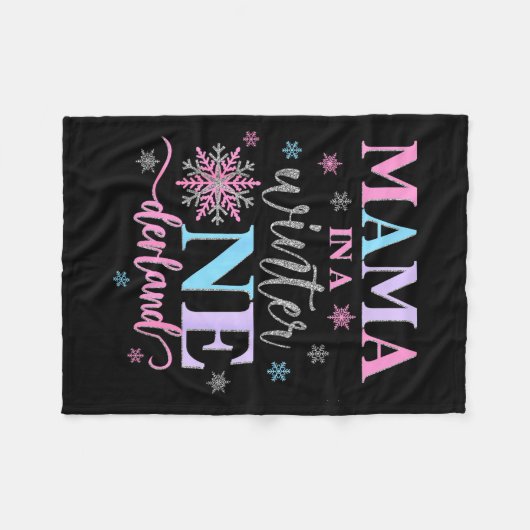 Mama In A Winter Onederland Birthday Girl Sweet Sn Fleecedecke (Vorderseite (Horizontal))