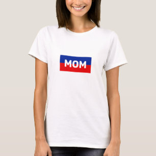 Mama in Blau-Rot gestreiftem T-Shirt