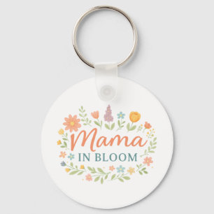 Mama In Bloom Florale Frühlings-Typografie-Design Schlüsselanhänger