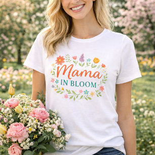 Mama In Bloom Florale Frühlings-Typografie-Design T-Shirt