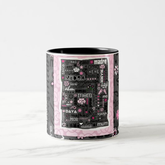 MAMA IN DER UNTERSCHIEDLICHEN SPRACHTasse Zweifarbige Tasse (Mittel)