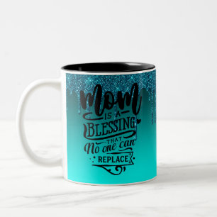 Mama ist ein Segen Zitat treiben Glitzer Zweifarbige Tasse