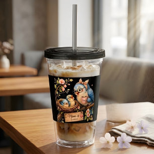 Mama ist zu Hause Schwarzer Tumbler Vogel Geschenk Acryltrinkbecher
