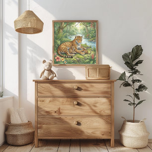 Mama Jaguar und Junge Kinderzimmer-Dekoration Poster