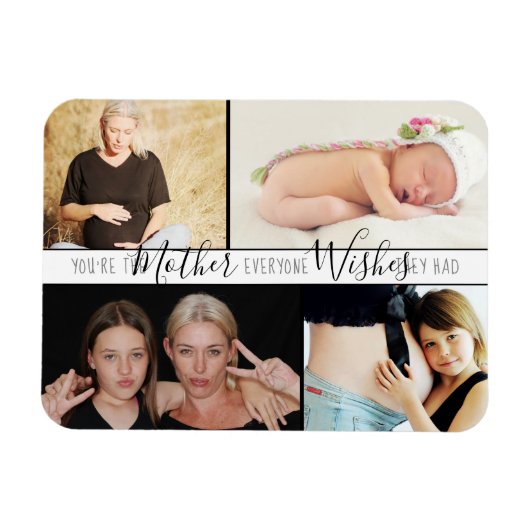 Mama Jeder Will | Chic White Quote Family Foto Magnet (Horizontal)