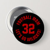 Mama Jersey Nummer: Black and Red Football Button (Vorne & Hinten)