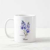 Mama Juli Geburtsblume Rittersporn Kaffeetasse (Links)