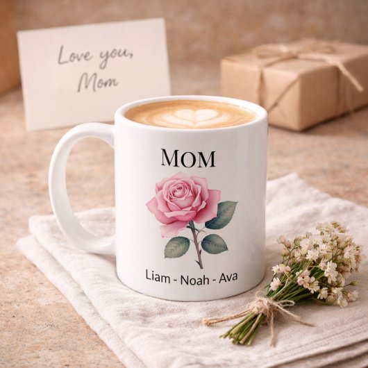 Mama Juni Geburtstagsblume mit Kindernamen Kaffeetasse