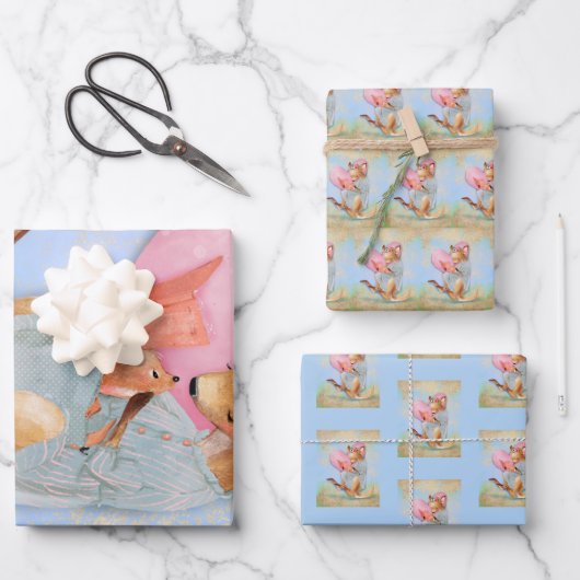 Mama Kangaroo mit Joey Geschenkpapier Set (Vorderseite)