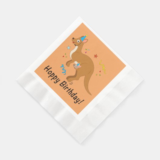 Mama Kangaroo und Baby in Birthday Hats Serviette (Ecke)