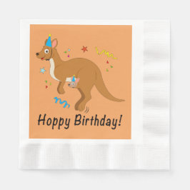 Mama Kangaroo und Baby in Birthday Hats Serviette