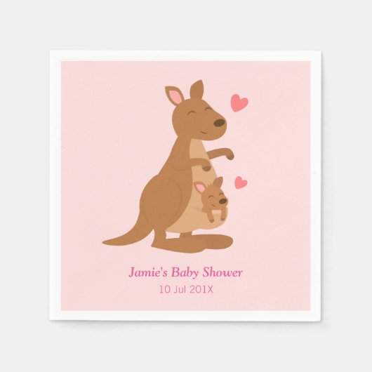 Mama Kangaroo und Baby Joey Babydusche Napkins Serviette (Vorderseite)