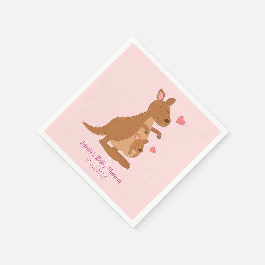 Mama Kangaroo und Baby Joey Babydusche Napkins Serviette (Ecke)