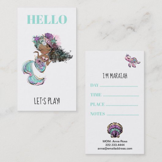 *~* Mama-Karte - Spiel-Datums-Glitzer-Meerjungfrau Visitenkarte (Vorne/Hinten)