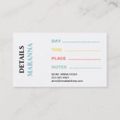 *~* Mama-Karte - Spiel-Datums-Karte färbt Visitenkarte (Rückseite)